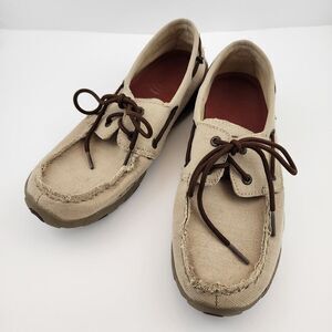 Twisted X Eco Boat Shoe Beige‎ laces Womens Size 8.5 M